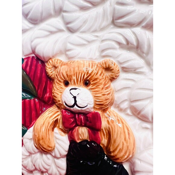 Vintage Jay Import Santa Cookie Platter Ceramic Christmas Tray 16” Plaid - Picture 6 of 14